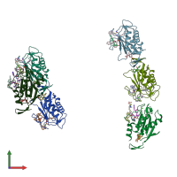 PDB entry 1hv5 coloured by chain, front view.