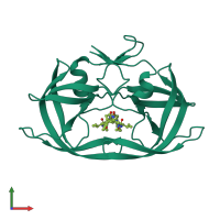 PDB entry 1hvc coloured by chain, front view.