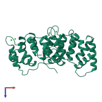 PDB entry 1hvd coloured by chain, top view.