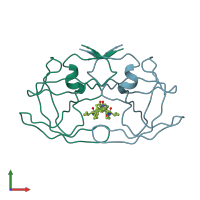PDB entry 1hvk coloured by chain, front view.