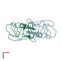 PDB entry 1hvk coloured by chain, top view.