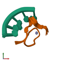 PDB entry 1hvo coloured by chain, ensemble of 15 models, front view.