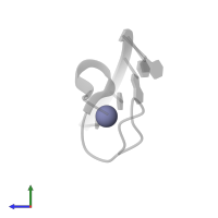 ZINC ION in PDB entry 1hvo, assembly 1, side view.