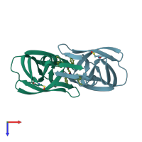 PDB entry 1hvr coloured by chain, top view.