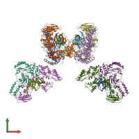 PDB entry 1hvu coloured by chain, front view.