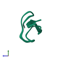 PDB entry 1hvw coloured by chain, ensemble of 20 models, side view.