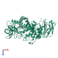 PDB entry 1hvx coloured by chain, top view.