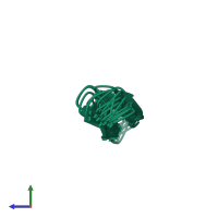 PDB entry 1hvz coloured by chain, ensemble of 20 models, side view.