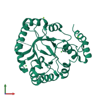 PDB entry 1hw6 coloured by chain, front view.