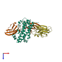 PDB entry 1hwg coloured by chain, top view.