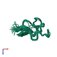 PDB entry 1hx2 coloured by chain, ensemble of 20 models, top view.