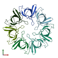 PDB entry 1hx5 coloured by chain, front view.