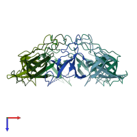 PDB entry 1hx5 coloured by chain, top view.