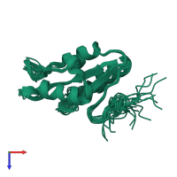 PDB entry 1hx7 coloured by chain, ensemble of 19 models, top view.