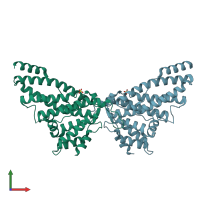 PDB entry 1hx8 coloured by chain, front view.