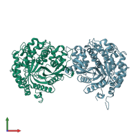 PDB entry 1hxj coloured by chain, front view.