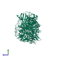PDB entry 1hxk coloured by chain, side view.