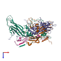 PDB entry 1hxs coloured by chain, top view.