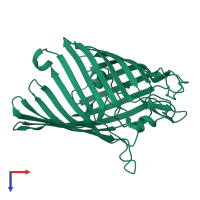 PDB entry 1hxu coloured by chain, top view.