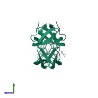 Protease in PDB entry 1hxw, assembly 1, side view.