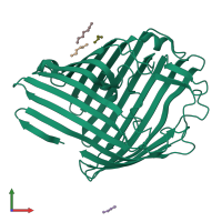 PDB entry 1hxx coloured by chain, front view.