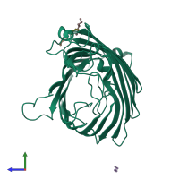 PDB entry 1hxx coloured by chain, side view.