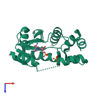 PDB entry 1hyb coloured by chain, top view.