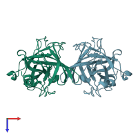 PDB entry 1hyl coloured by chain, top view.