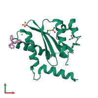 PDB entry 1hyv coloured by chain, front view.