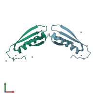 PDB entry 1hz5 coloured by chain, front view.