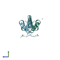 PDB entry 1hz5 coloured by chain, side view.