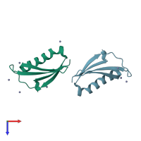 PDB entry 1hz5 coloured by chain, top view.