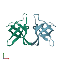 PDB entry 1hz9 coloured by chain, front view.