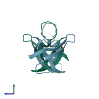 PDB entry 1hz9 coloured by chain, side view.
