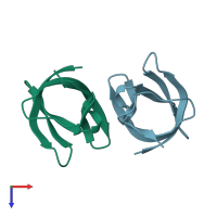 PDB entry 1hz9 coloured by chain, top view.