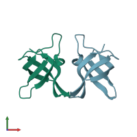 PDB entry 1hza coloured by chain, front view.