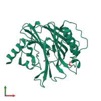 PDB entry 1hzg coloured by chain, front view.