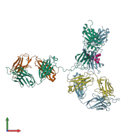 PDB entry 1hzh coloured by chain, front view.