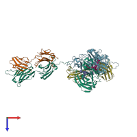 PDB entry 1hzh coloured by chain, top view.