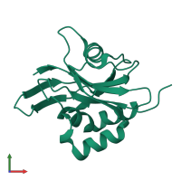 PDB entry 1hzt coloured by chain, front view.