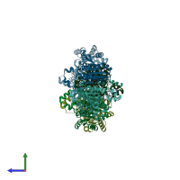 PDB entry 1i01 coloured by chain, side view.