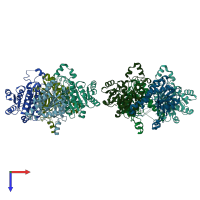 PDB entry 1i01 coloured by chain, top view.