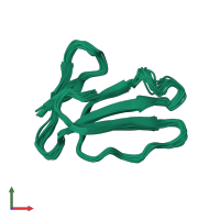 PDB entry 1i02 coloured by chain, ensemble of 20 models, front view.