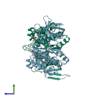 PDB entry 1i09 coloured by chain, side view.