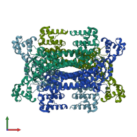 PDB entry 1i0a coloured by chain, front view.