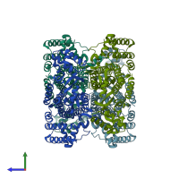 PDB entry 1i0a coloured by chain, side view.