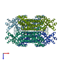 PDB entry 1i0a coloured by chain, top view.