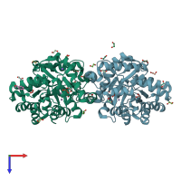 PDB entry 1i0b coloured by chain, top view.