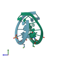 PDB entry 1i0g coloured by chain, side view.