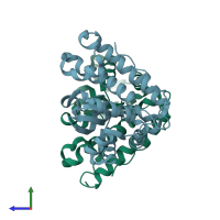 PDB entry 1i0h coloured by chain, side view.